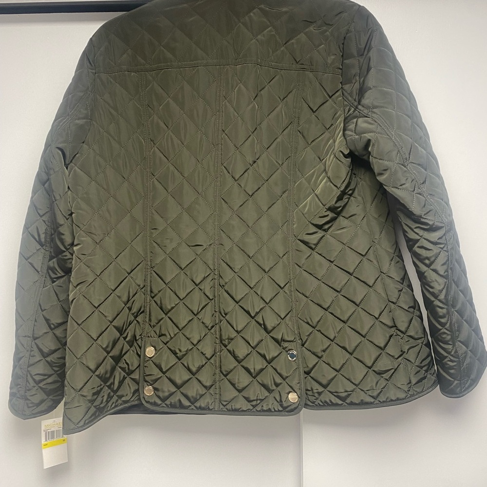 Michael Kors Black Utility Jacket with Quilted Design and Traditional Collar - Picture 2 of 6